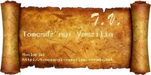 Tomcsányi Vaszilia névjegykártya